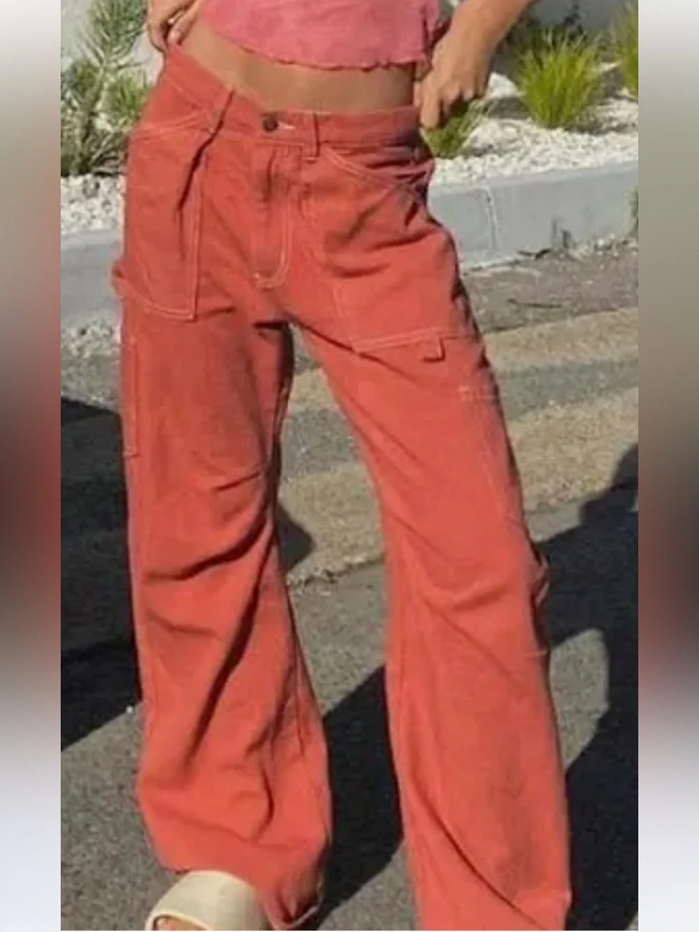 Lioness Miami Vice faded Red Cargo Carpenter Pants sz S - Picture 3 of 9